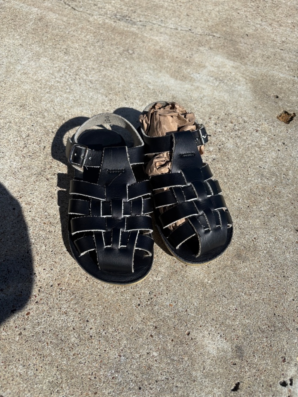 EUC Sun San Sailors Sandal Toddler sz 10 black leather Salt Water Sandals